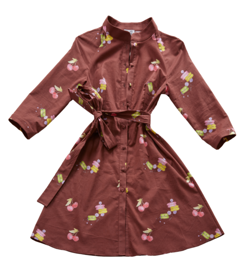 Macaroon and cherry cotton dress